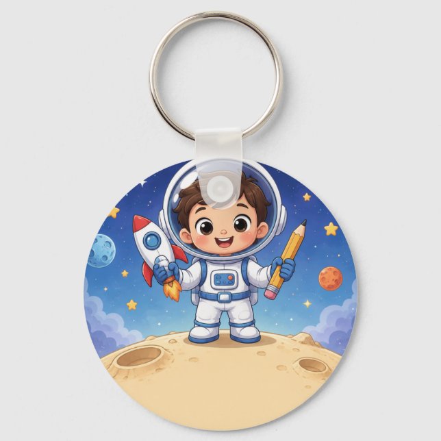 Llavero Niño Astronauta Listo para Explorar (Anverso)
