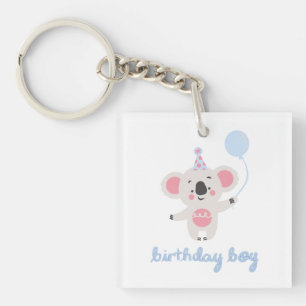 Llavero Niño De Cumpleaños Teddy Oso Con Un Globo