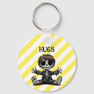 Llavero niño esqueleto incrédulo dando abrazos a arte de g