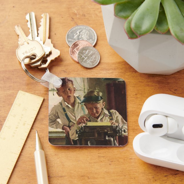 Llavero Niños antiguos niños periodistas de periódico, esc (Escritorio )