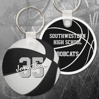 Llavero niños baloncesto personalizado blanco negro