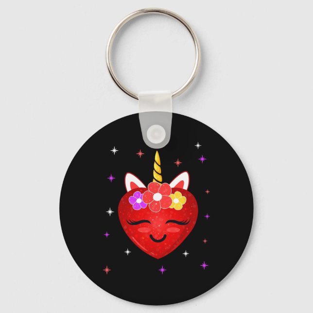 Llavero Niños Chicas del Corazón de Unicornio (Anverso)