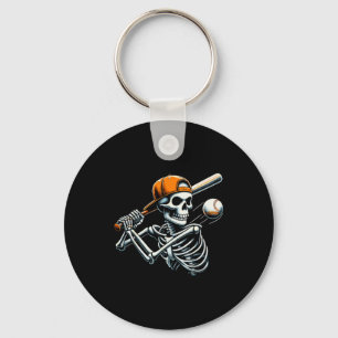 Llavero Niños de Halloween bateando béisbol de esqueleto