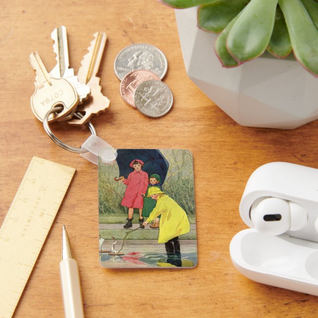 Llavero Niños de la época jugando a las charcutería Lluvia (Escritorio )