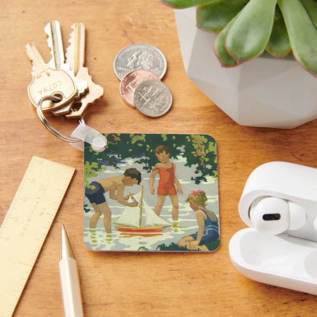 Llavero Niños de la época jugando a veleros de juguete (Escritorio )