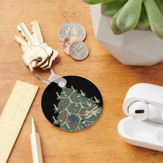 Llavero Niños de Navidad ventilado alrededor de un árbol d (Escritorio )
