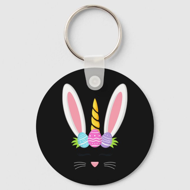 Llavero Niños del Día de Pascua de Conejo de Unicornio (Anverso)
