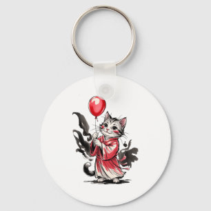 Llavero Niños Gato Pintura Arte Globo Artista Fortuna Vida