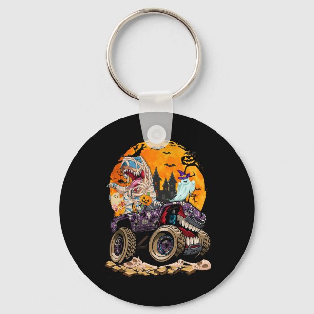 Llavero Niños Halloween Niños Dinosaurio T rex Dino Pumpki (Anverso)