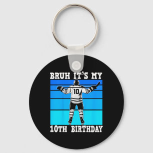 Llavero Niños hermano es mi cumpleaños número 10 Hockey so