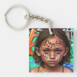 Llavero Niños tribales | Chica Futurista urbano Ojos verde