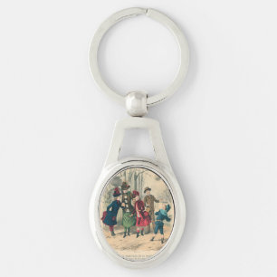 Llavero Niños Victorianos Antiguos Juegan con Pelota 1880 