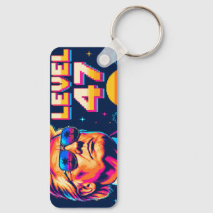 Llavero Nivel 47 Arcade de neón de aluminio a dos caras