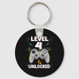 Llavero Nivel 4 Desbloqueado Videojuego Cumpleaños 4 Gamer