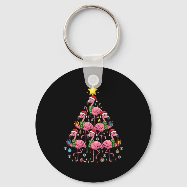 Llavero Nk Flamingo Christmas Tree Santa Flamingo Holiday  (Anverso)