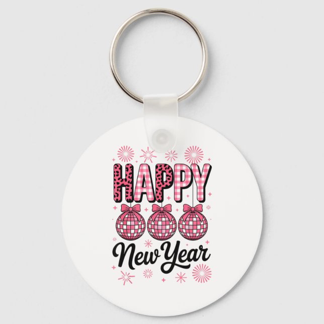 Llavero Nk Happy New Year Disco Ball Leopard For Women Gir (Anverso)