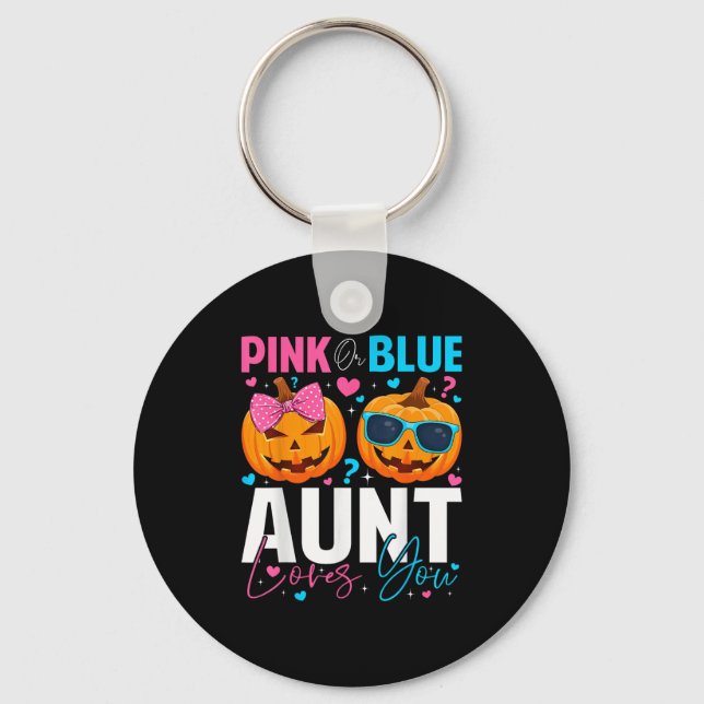 Llavero Nk Or Blue Aunt Loves You Pumpkin Halloween Gender (Anverso)
