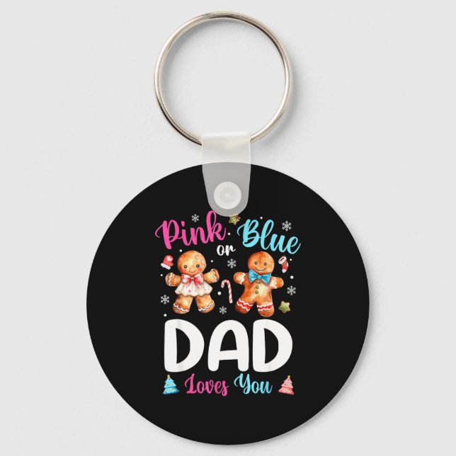 Llavero Nk Or Blue Dad Loves You Gender Reveal Christmas  (Anverso)