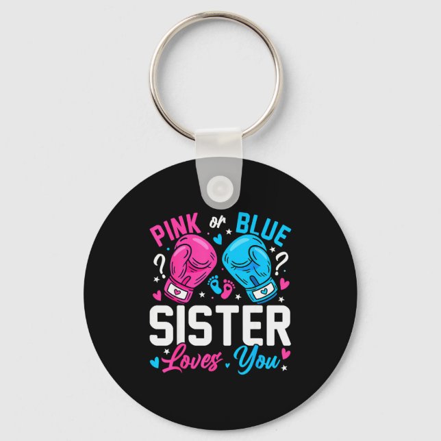 Llavero Nk Or Blue Sister Loves You Boxing Gender Reveal  (Anverso)