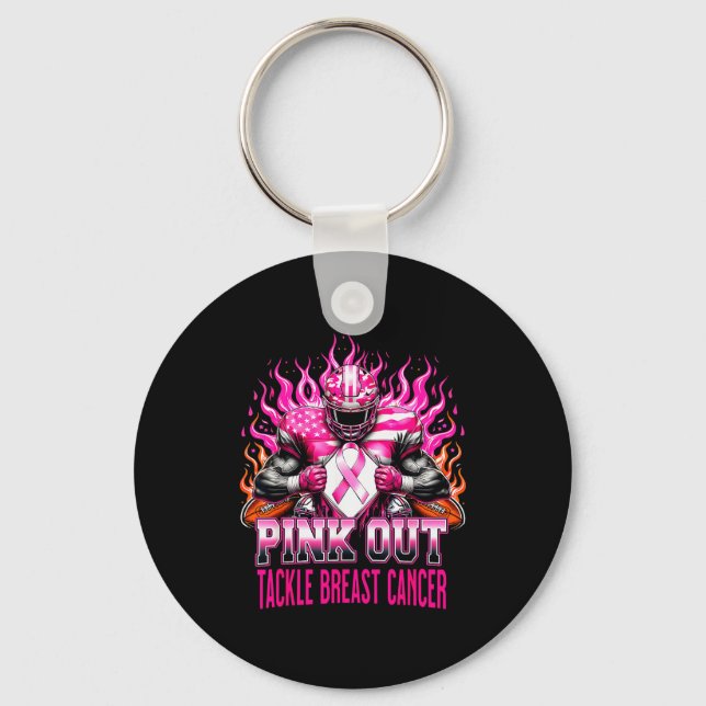 Llavero Nk Out Tackle Football Breast Cancer Awareness Men (Anverso)