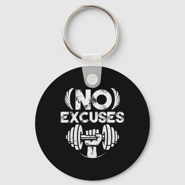Llavero No Excuses Funny Bodybuilding Fitness Training  (Anverso)