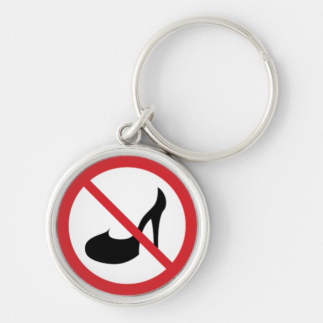 Llavero No hay Rótulo de prohibición roja de tacones altos (Frente)