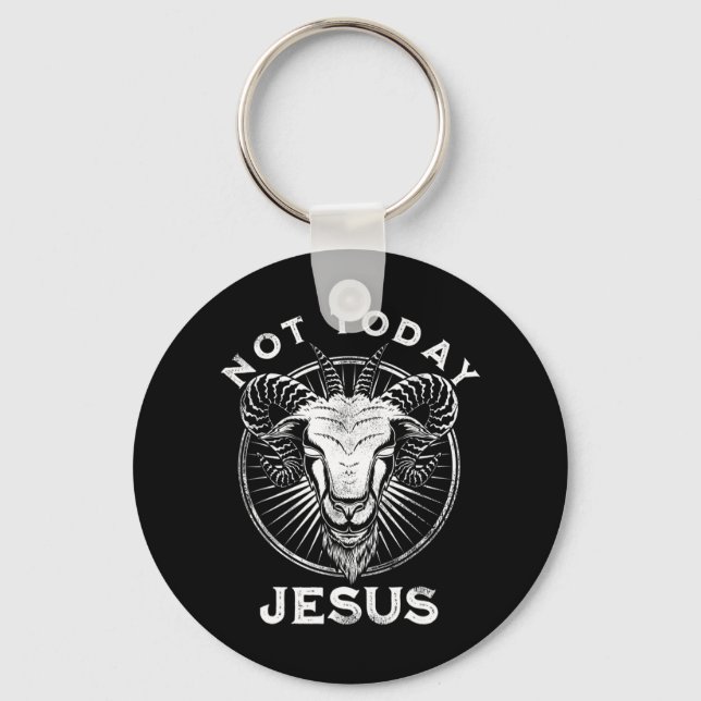 Llavero No Hoy Jesús Funny Ateo Satánico Gótico Negro M (Anverso)