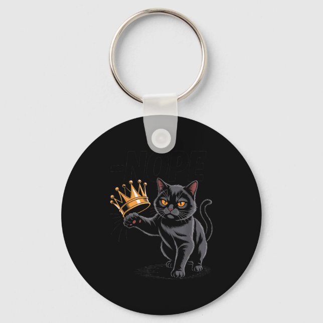 Llavero No Kings In America Funny Black Cat Kicking Crown  (Anverso)