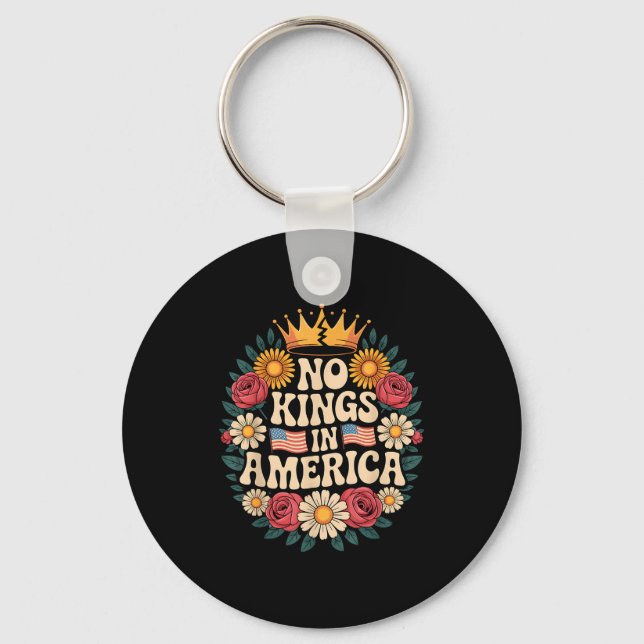 Llavero No Kings In America Patriotic Democracy Dom Retro  (Anverso)