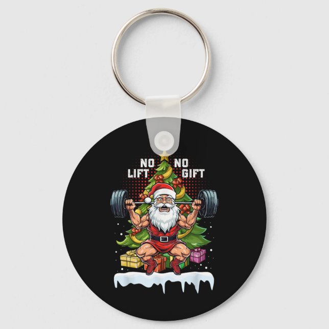 Llavero No Lift No Gift Santa Claus Christmas Gym Bodybuil (Anverso)