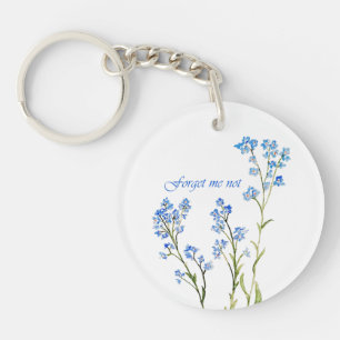 Llavero No me olvides Flor de jardín acuarela personalizad