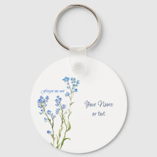 Llavero No me olvides Flor de jardín acuarela personalizad