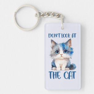 Llavero No mires al gato - Adorable gatito azul
