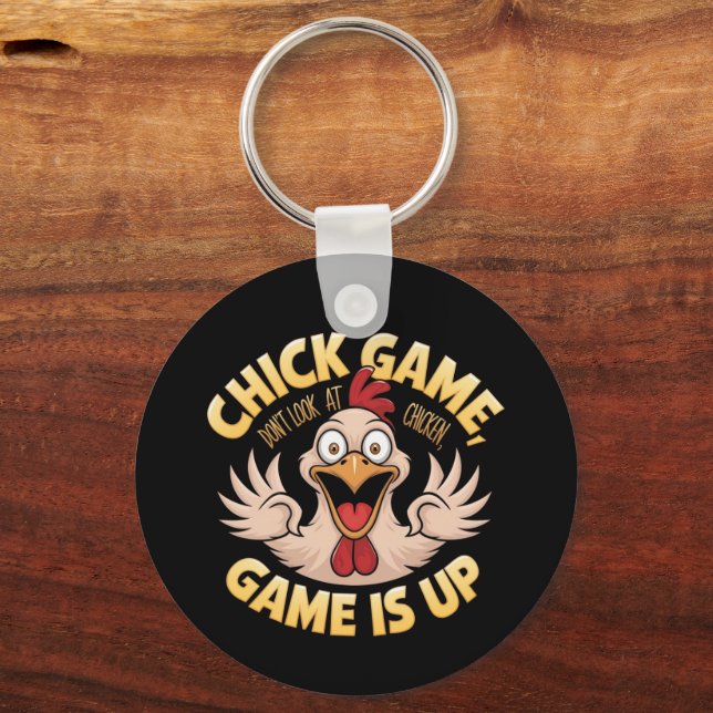 Llavero No mires el juego divertido de las gallinas (Anverso)