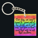 Llavero No More Coming Out Of The Closet Pride<br><div class="desc">We shouldn't have to come out as something other than cisgender or heterosexual,  we should just be able to gush to our loved ones about finding a piece of ourselves. This will make a wonderful gift,  but you can also change the quote.</div>