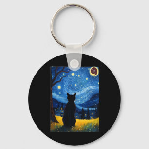 Llavero Noche de Brujas Noche Estrellada Gato Negro Coma L