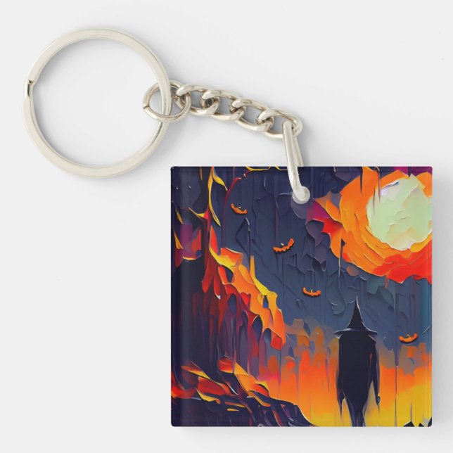 Llavero Noche de Halloween Resumen Moderno (Frente)