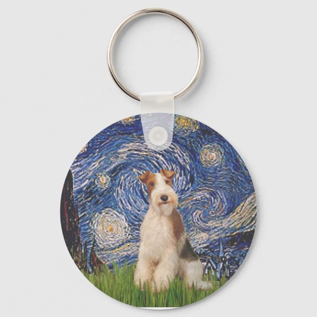 Llavero Noche estrellada - Cable Fox Terrier 3 (Anverso)