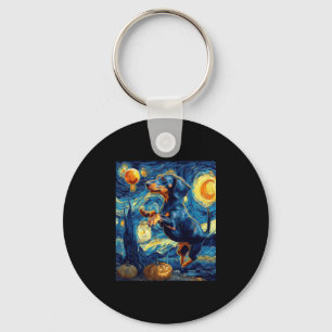 Llavero Noche estrellada de Halloween Puppy Dachshund