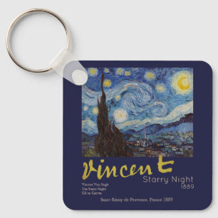 Llavero Noche estrellada de Van Gogh Clásico Azul Obra Mae
