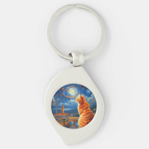 Llavero Noche estrellada sobre Florencia   Arte de gato gi