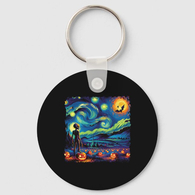 Llavero Noche Van Gogh Starry Alien Halloween Fall Pum (Anverso)