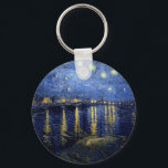Llavero Noche Van Gogh Starry Sobre Rhone<br><div class="desc">Paisaje de Vincent Van Gogh y la serie de pintura del paisaje marino - Noche azul estrellada sobre el Ródano</div>