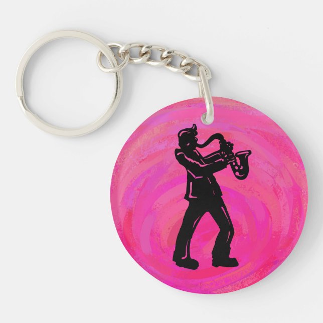 Llavero Noches de boogie de Nueva York Rosa Caliente Saxof (Frente)