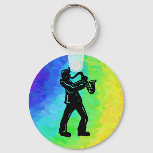 Llavero Noches de boogie en Nueva York Arcoiris saxofón