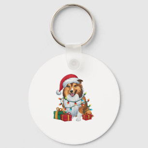 Llavero Noches iluminando Santa Hat Shetland Sheepdog Chri