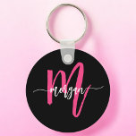 Llavero Nombra de Monograma del guión moderno rosado calie<br><div class="desc">Mantén tus llaves en estilo con nuestro Hot Pink Modern Script Girly Monograma Keychain! Con un vibrante diseño rosa cálido, esta cadena de claves se personaliza con tu nombre en un guión moderno de moda para un toque personalizado y de moda. Perfecto para añadir un poco de encanto a sus...</div>