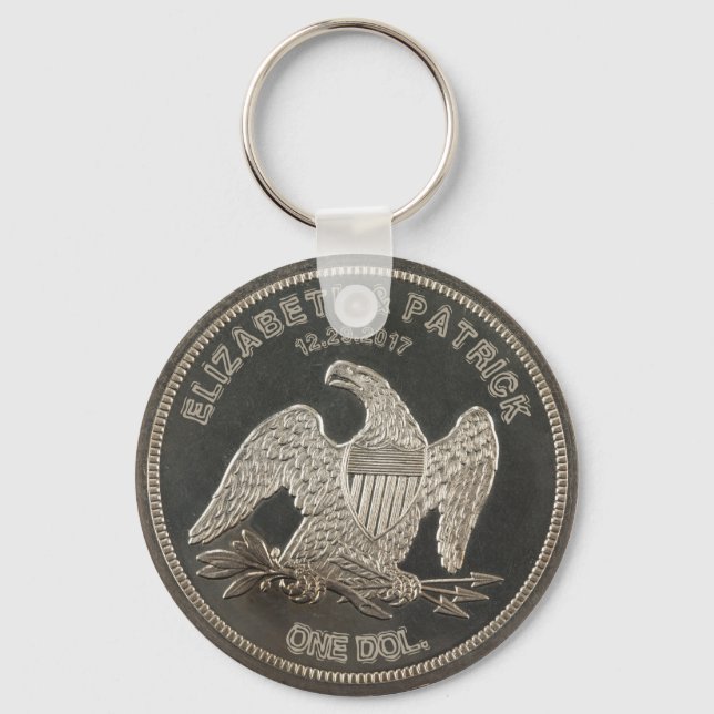 Llavero Nombrado Silver 1865 Boda O Aniversario Del Dólar (Anverso)