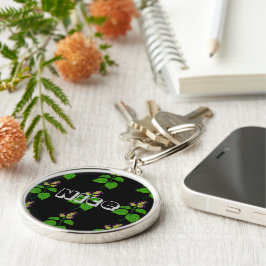 Llavero Nombre bonito o texto Lovely Green Leaf Image