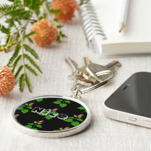 Llavero Nombre bonito o texto Lovely Green Leaf Image